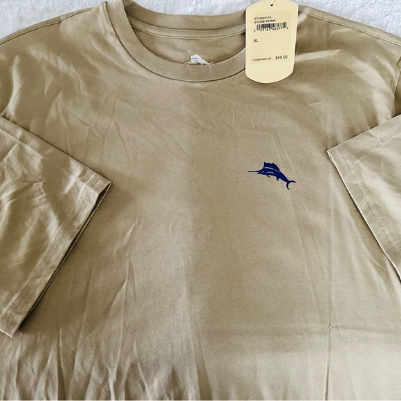 Tommy Bahama Men’s PARADISE FAIRWAY T-Shirt Size XL Color Stone Khaki Golf - Picture 2 of 4